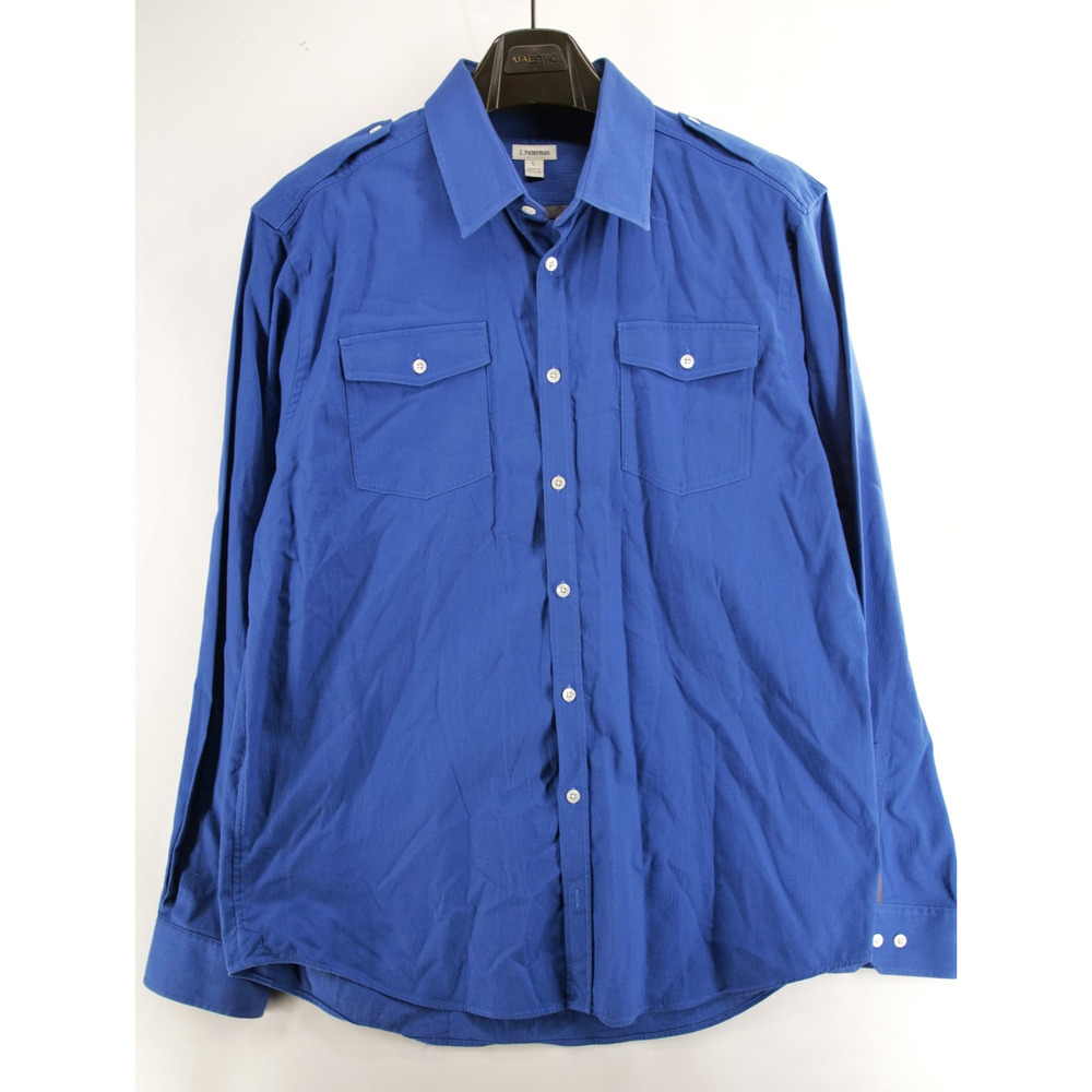 J Peterman Officer & Gentleman Field Shirt Outdoor VTG Mens Large Blue